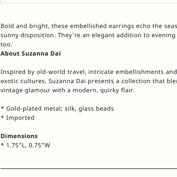 Anthropologie Suzanna Dai Flower Beaded Drop Earrings Black NWT - Picture 6 of 11